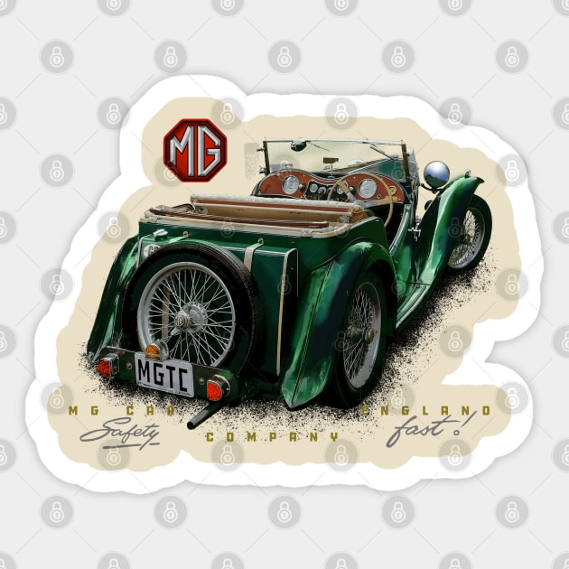 MGTC mg cars of England Sticker by Midcenturydave